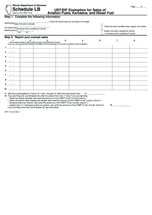 Schedule Lb (Form Rmft-17) - Ust/eif Exemption For Sales Of Aviation Fuels, Kerosene, And Diesel Fuel Printable pdf