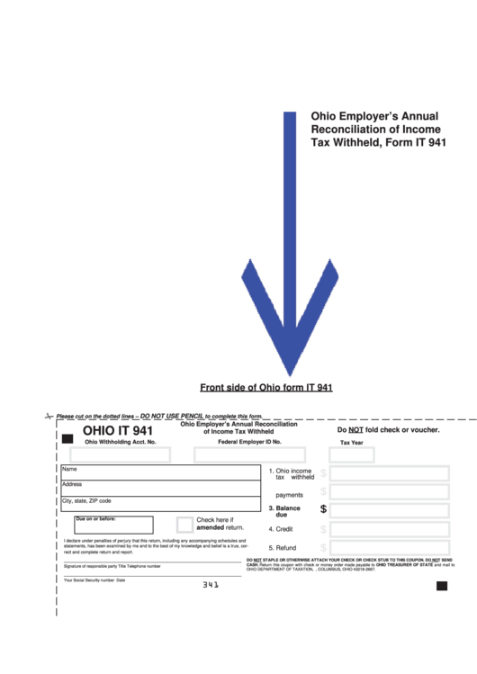 Fillable Form It 941 - Ohio Employer