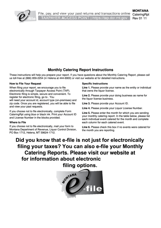 Form Cateringrpt - Monthly Catering Report Printable pdf