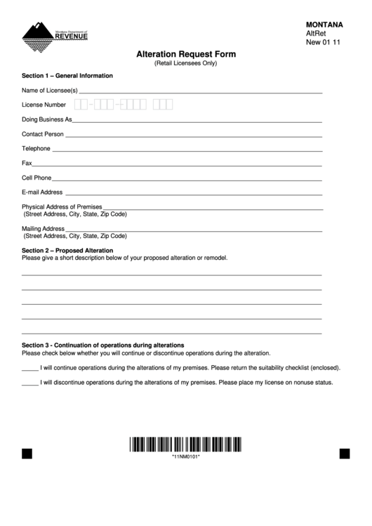 Form Altret - Alteration Request Form Printable pdf