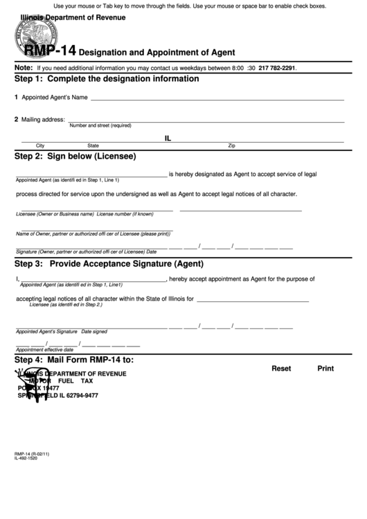 Fillable Form Rmp-14 - Designation And Appointment Of Agent Printable pdf