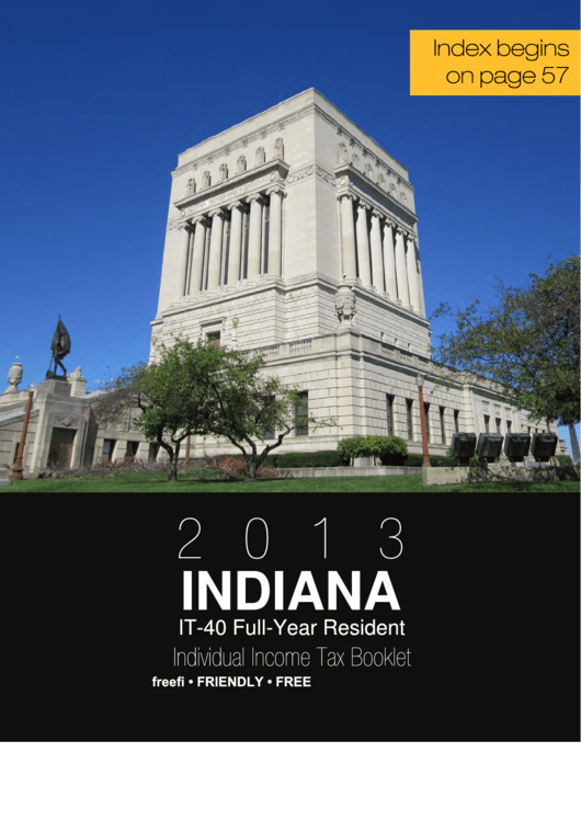 Form It-40 - Indiana Full-Year Resident Individual Income Tax Booklet - 2013 Printable pdf