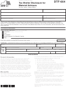 Form Dtf-664 - Tax Shelter Disclosure For Material Advisors - 2015