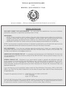 Fillable Form Ap-102 - Texas Questionnaire For Hotel Occupancy Tax Printable pdf