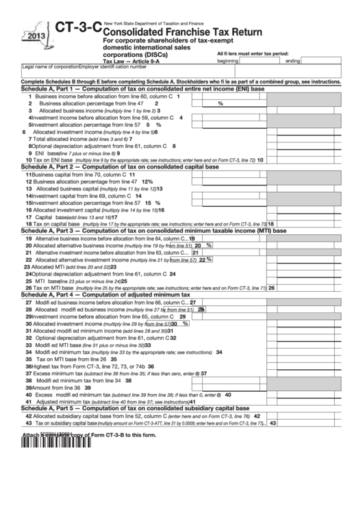 Form Ct-3-C - Consolidated Franchise Tax Return - 2013 Printable pdf