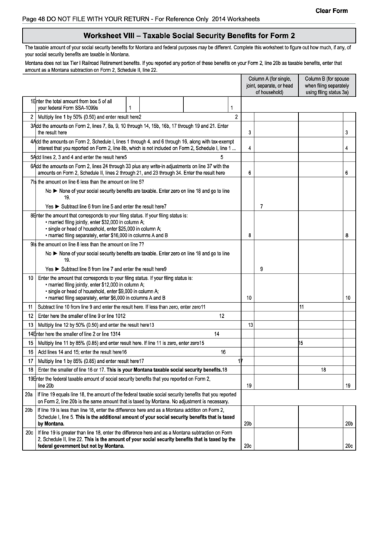 fillable-worksheet-viii-taxable-social-security-benefits-for-form-2-2014-printable-pdf-download