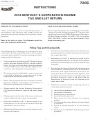 Instructions For Form 720s - Kentucky S Corporation Income Tax And Llet Return - 2013