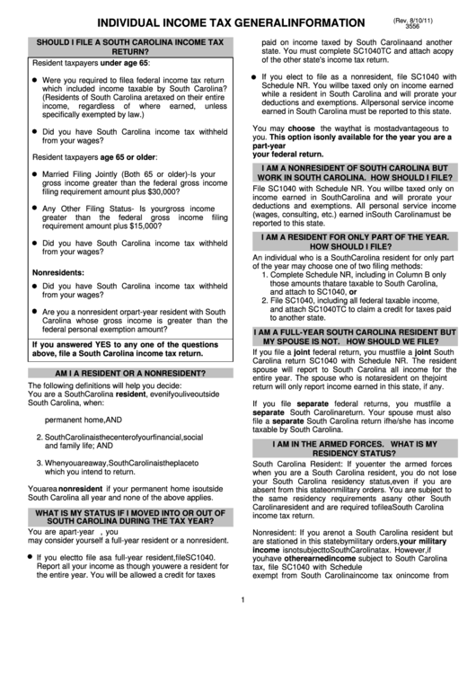 Instructions For Form Sc1040tc - Tax Credits Printable pdf