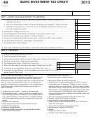 Form 49 - Idaho Investment Tax Credit - 2013