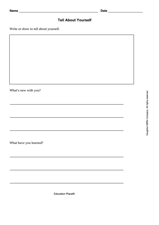 Tell About Yourself Activity Worksheet Printable pdf