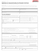 Form 1012 - Application For Industrial Facilities Tax Exemption Certificate