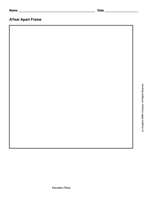 A Year Apart Frame Activity Sheet Printable pdf