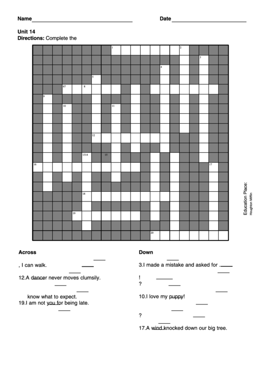 Level 6 Crossword Puzzle Template Printable pdf