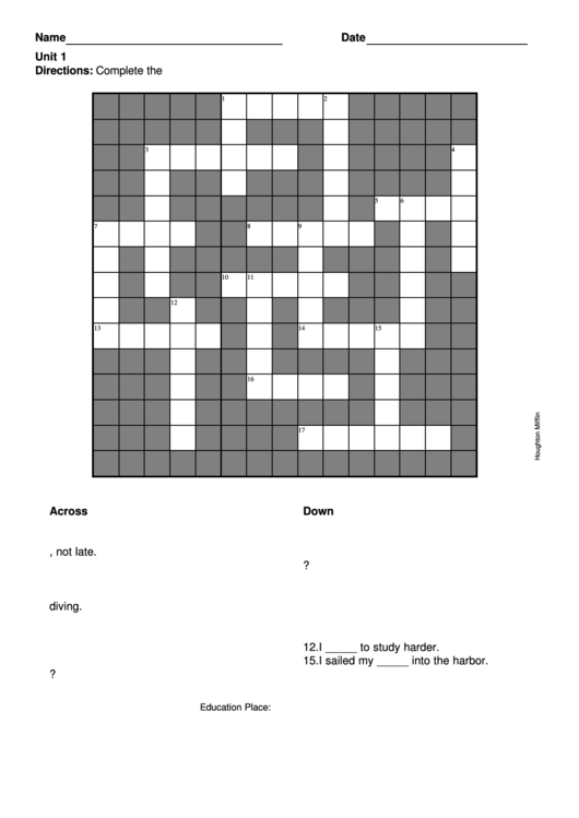 Level 6 Crossword Puzzle Template Printable pdf