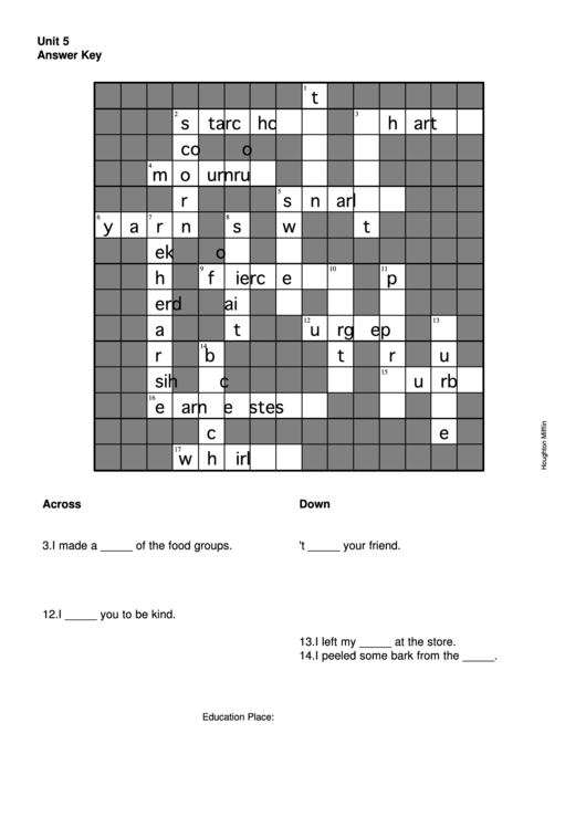 Level 6 Crossword Puzzle Template With Answers Printable pdf