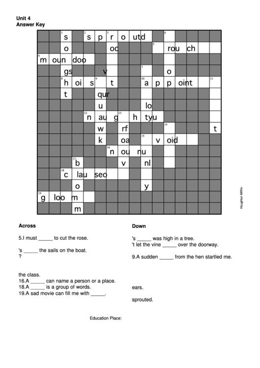 Level 6 Crossword Puzzle Template With Answers Printable pdf