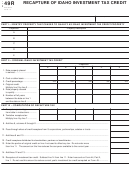Form 49r - Recapture Of Idaho Investment Tax Credit