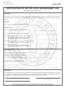 Form 72a110 - Certification Of Motor Fuels Nonhighway Use Printable pdf