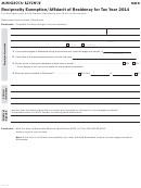 Form Mwr - Minnesota Reciprocity Exemption/affi Davit Of Residency For Tax Year - 2014