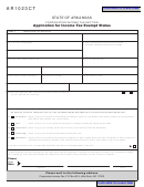 Form Ar1023ct - Arkansas Application For Income Tax Exempt Status