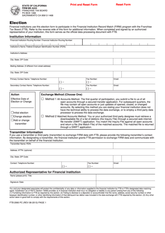 Fillable Form Firm Ms A243 - Election Printable pdf