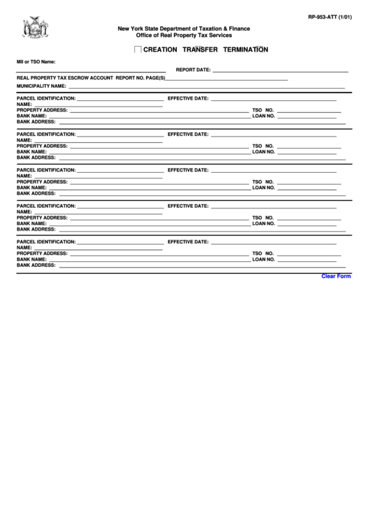 Fillable Form Rp-953-Att - Creation, Transfer And Termination Printable pdf