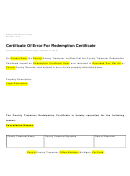 Form 3912 - Certificate Of Error For Redemption Certificate