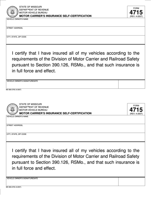 Fillable Form 4715 - Motor Carrier