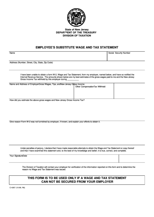 Fillable Form C4267 - Employee