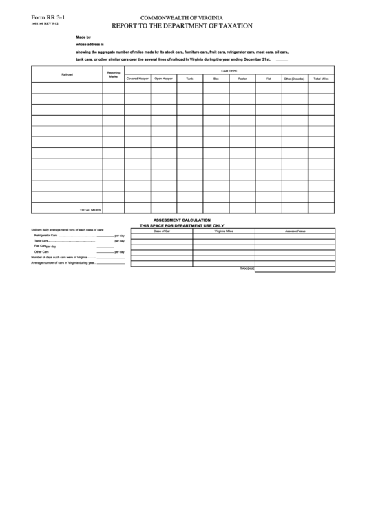 Fillable Form Rr 3-1 - Report To The Department Of Taxation Printable pdf