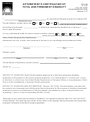 Form Dr-416b - Optometrist's Certification Of Total And Permanent Disability