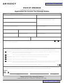 Form Ar1023ct - Application For Income Tax Exempt Status - Arkansas Corporate Income Tax