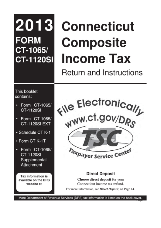 Form Ct-1065/ Ct-1120si - Connecticut Composite Income Tax Return And Instructions - 2013 Printable pdf