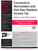 Form Ct-1040 Nr/py - Connecticut Nonresident And Part-year Resident Income Tax Return And Instructions - 2013