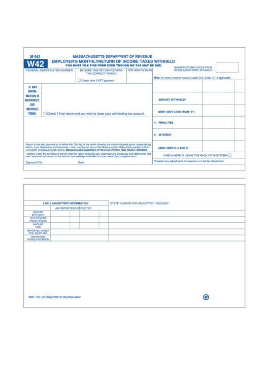 Fillable Form M-942 - Employer