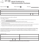 Form Ct-120 - Resale Certificate For Telecommunication Purchases