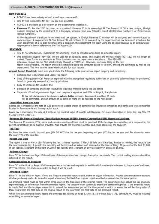 General Information For Rct-132 Printable pdf