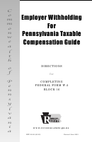 Form Rev-20 As - Employer Withholding For Pennsylvania Taxable Compensation Guide - Directions For Completing Federal Form W-2 Block 16