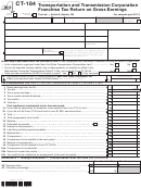 Form Ct-184 - Transportation And Transmission Corporation Franchise Tax Return On Gross Earnings - 2013
