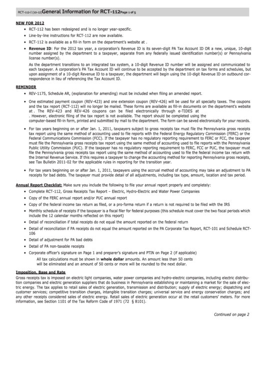 General Information For Rct-112 Printable pdf