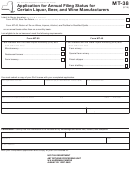 Form Mt-38 - Application For Annual Filing Status For Certain Liquor, Beer, And Wine Manufacturers