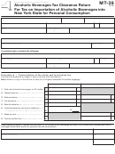 Form Mt-39 - Alcoholic Beverages Tax Clearance Return For Tax On Importation Of Alcoholic Beverages Into New York State For Personal Consumption