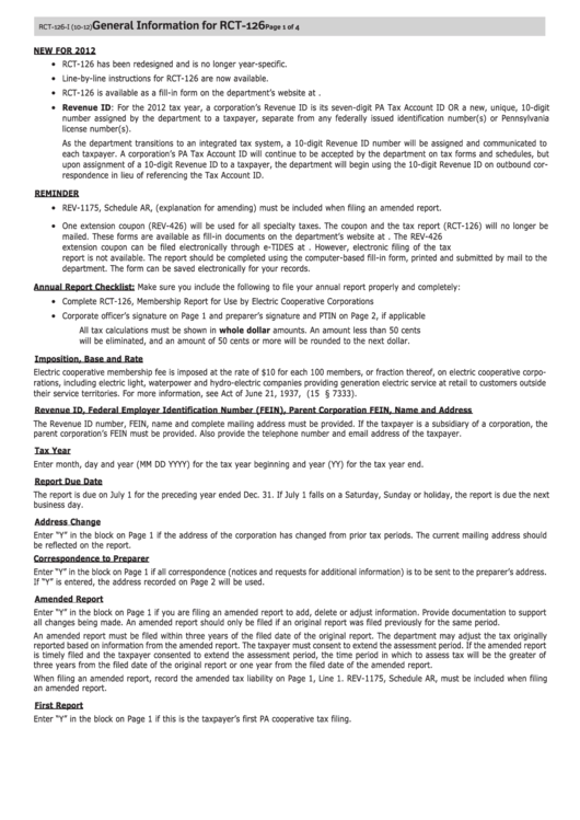 General Information For Rct-126 Printable pdf