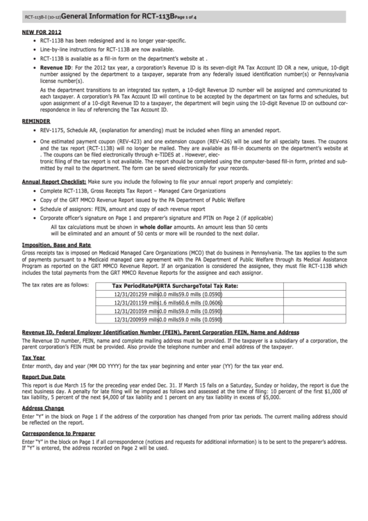 General Information For Rct-113b Printable pdf