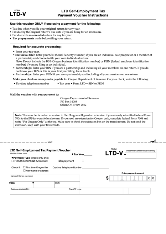 Form Ltd-V - Ltd Self-Employment Tax Payment Voucher Instructions Printable pdf