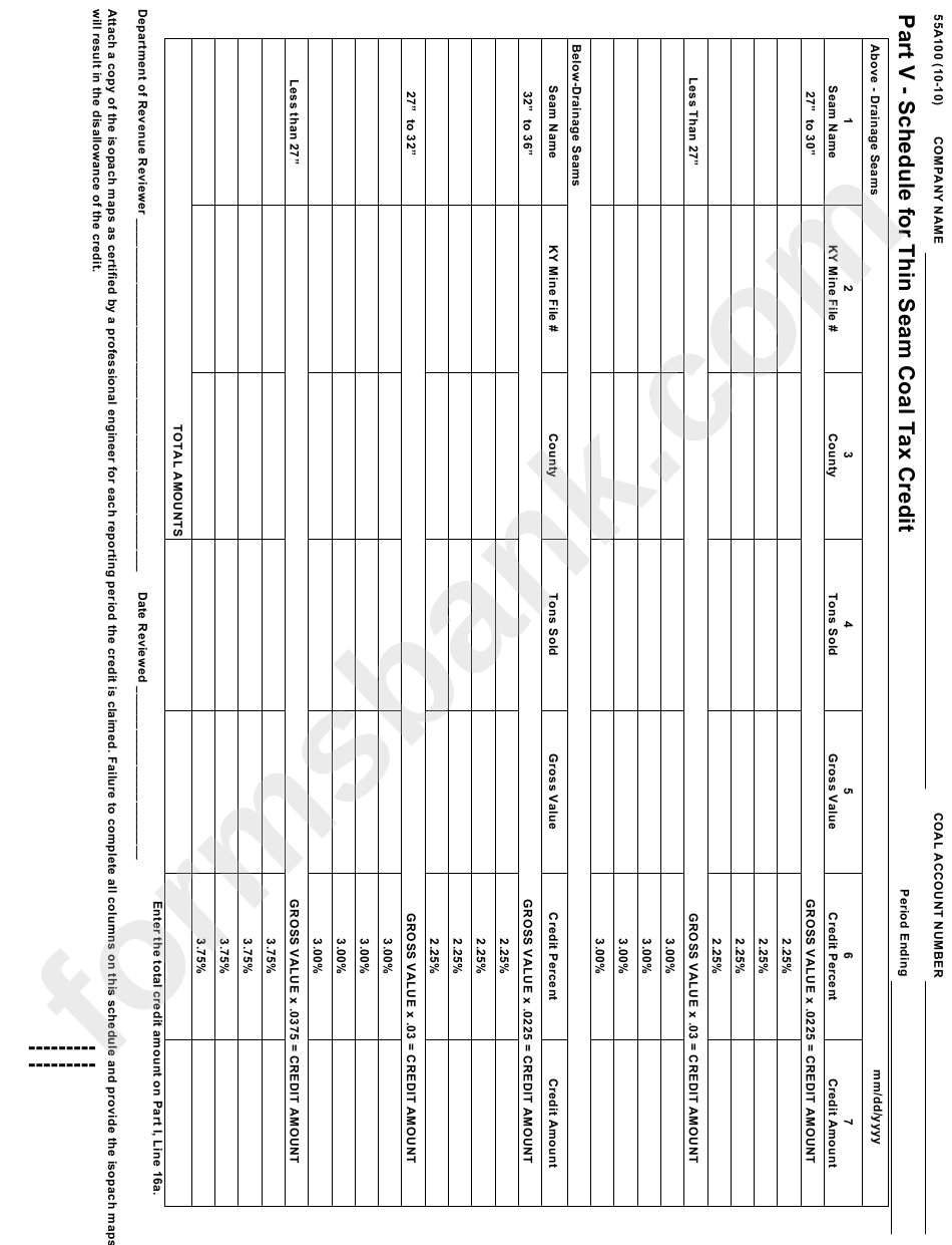 Form 55a100 - Coal Severance Tax Return