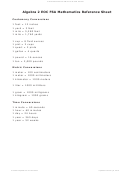 Algebra 2 Eoc Fsa Mathematics Reference Sheet Printable pdf