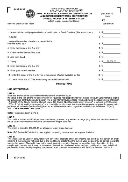 Form Sc Sch.tc-19 - South Carolina Credit For A Gift Of Land For Conservation Or A Qualified Conservation Contribution Of Real Property After May 31, 2001 Printable pdf