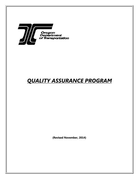 Quality Assurance Program - Oregon Department Of Transportation Printable pdf