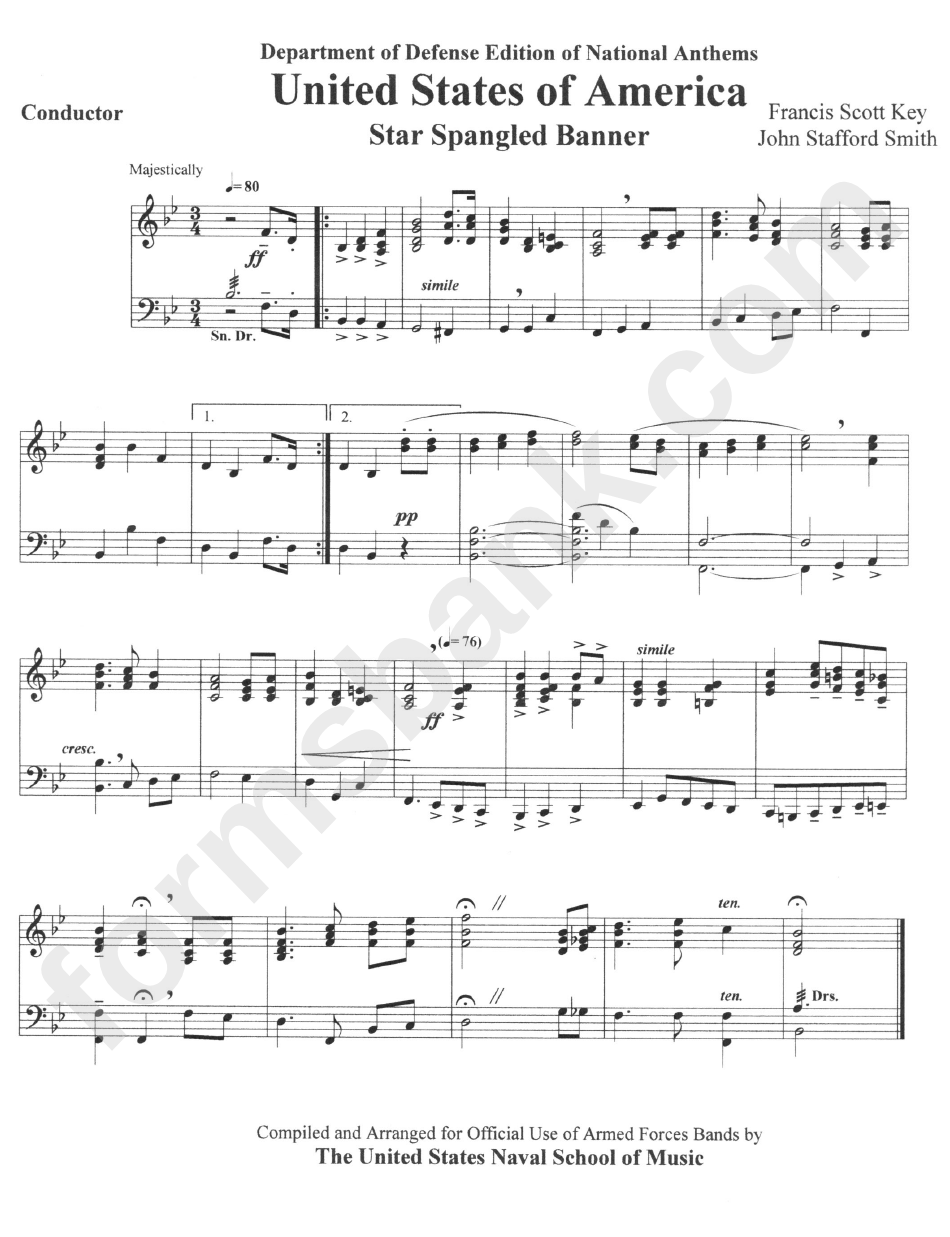 Star Spangled Banner Sheet Music - Francis Scott Key, John Stafford Smith
